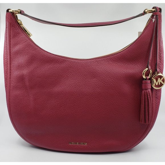 NWOT Michael Kors Lydia Large Merlot Hobo With Tassel - Picture 2 of 6